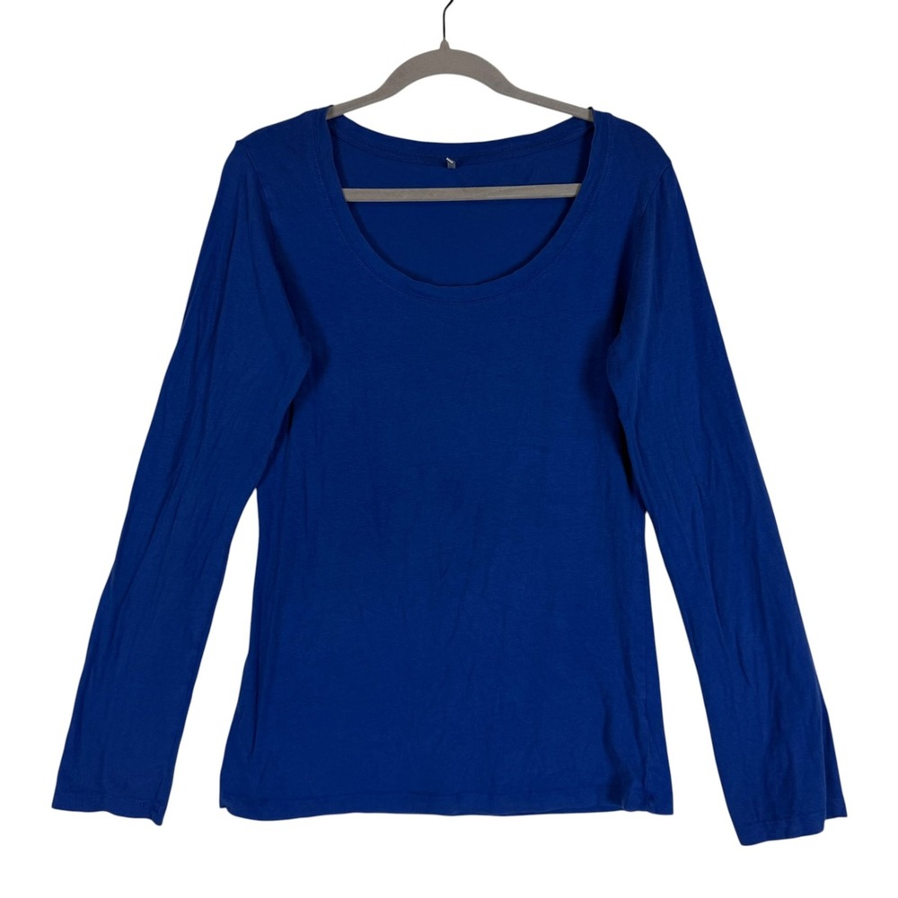Tresics Shirt Womens XL Blue Scoop Neck Long Sleeve Stretch Jersey Top
